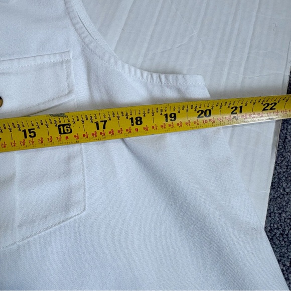 Tuckernuck White Linen Blend Sleeveless Top Vest Waistcoat Size Large Buttons Up - Picture 10 of 11